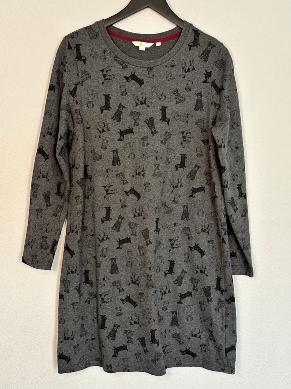 Boden Doodle Dog 100% Cotton Sweater Dress in Charcoal - Size 12R - Picture 5 of 9
